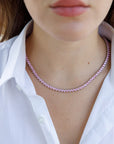 ALL HEARTS PINK TENNIS NECKLACE