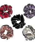 MEDIUM CRYSTAL TRIM SCRUNCHIES BUNDLE OF 5