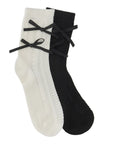 DOUBLE BLACK SATIN BOW SOCKS