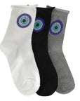 ROUND EVIL EYE CRYSTAL SOCKS