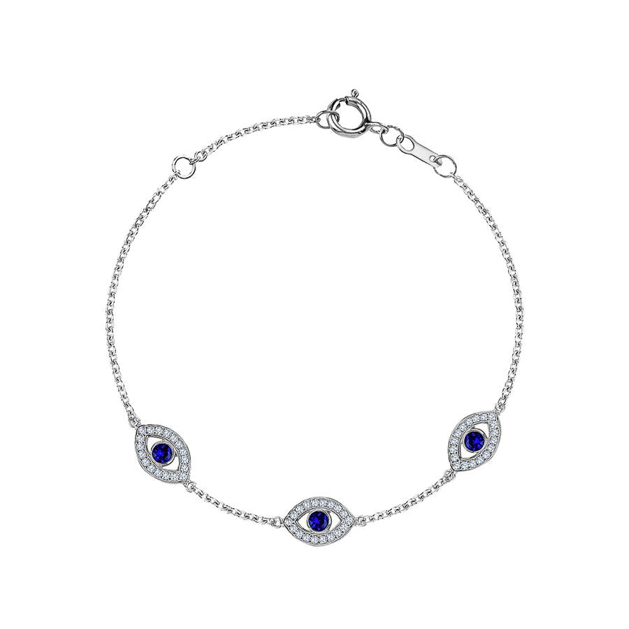 THREE EVIL EYE CRYSTAL BRACELET