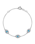 THREE EVIL EYE CRYSTAL BRACELET