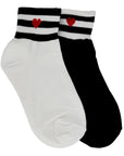 SHORT STRIPE HEART SOCKS