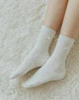 SATIN BOW RIBBED SOCKS