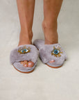 BEADED EVIL EYE SLIPPERS