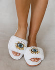 BEADED EVIL EYE SLIPPERS