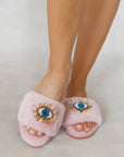 BEADED EVIL EYE SLIPPERS